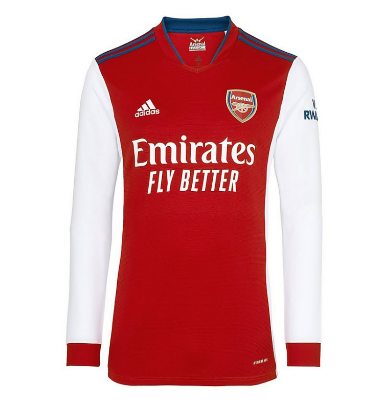 2021/22 Arsenal Long Sleeve Home Kit Soccer Jersey